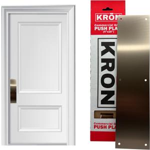 Door Push Plate, 4 x 16 Metal Plate with Screws for Wood or Metal Doors, Door Protection with Pre-Drilled Holes and Commercial Grade Screws - Satin Nickel