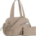 TOPDesign Travel Duffel Bag for Women, Puffer Gym Bag Sports Tote with Wet Pocket, Carry On Weekender with Luggage Sleeve (Camel)