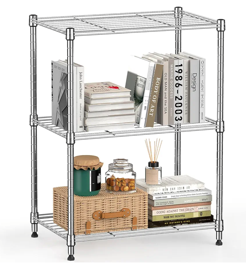 450 lbs Wire Storage Shelving 3-Tier Utility Shelving Unit Steel Organizer Wire Rack for Home,Kitchen,Office,Chrome(11.8" D x 17.7" W x 26.4" H)