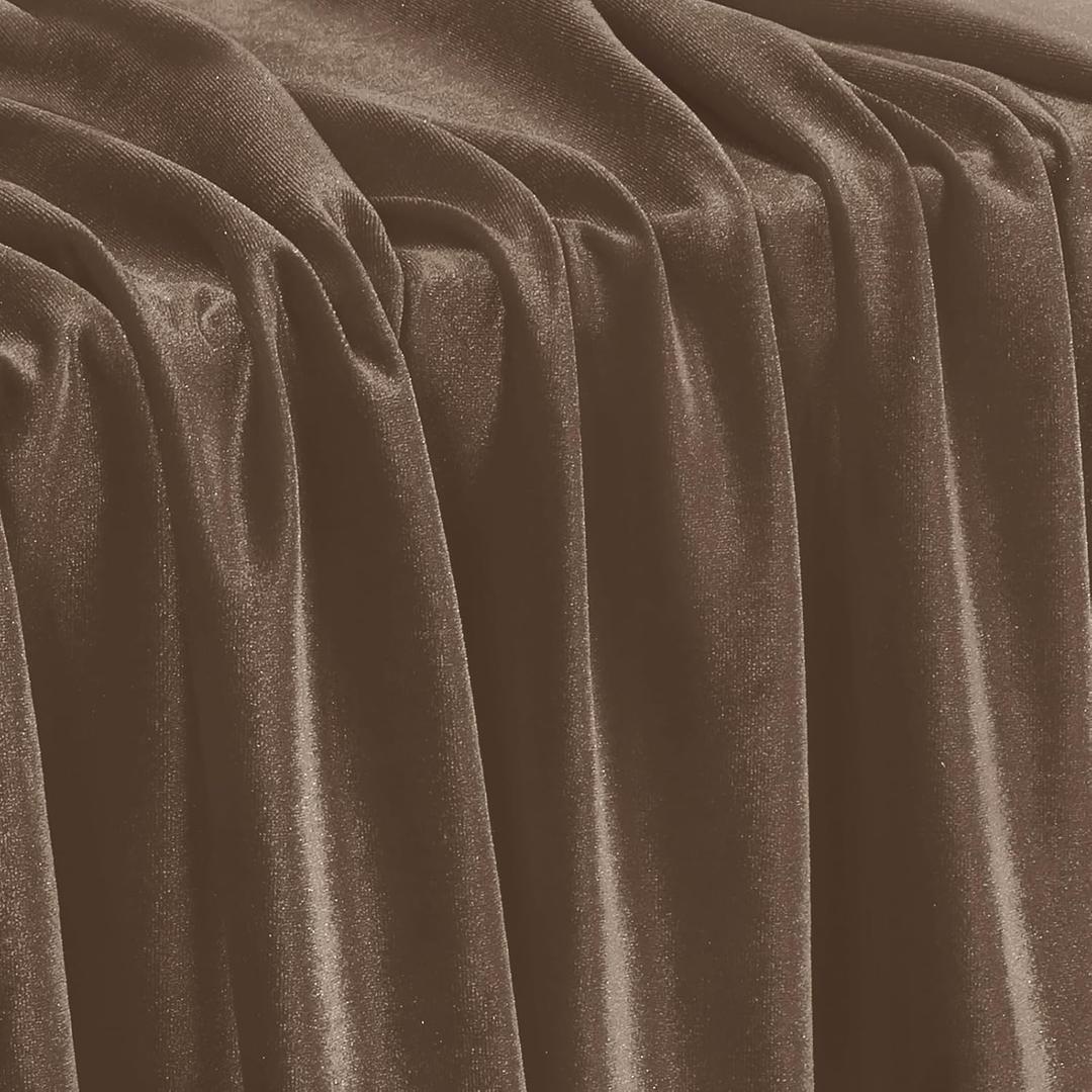 KKJIAF Brown Stretch Velvet Fabric 60 Inch Wide, 5 Yard Soft Stretchy Fabric for Sewing Clothes, Apparel, Costume, Crafts - 90% Polyester 10% Spandex