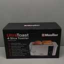 Mueller UltraToast Full Stainless Steel Toaster 4 Slice, Long Extra-Wide Slots for Bagels and Waffles, 6 Browning Levels, LED Display, Cancel/Defrost/Reheat Functions & Removable Tray, Kitchen Gadgets
