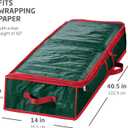 ZOBER Gift Wrapping Paper Organizer Storage - 40" Gift Wrap Storage Containers with Interior Pockets for Bows, Tags & Ribbons - Wrapping Paper Holder, Waterproof, Fits 24 Standard Rolls, Green