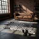 MustMat Faux Zebra Area Rug,Soft Black and White Zebra Print Rugs,Industrial Style Decor,4'7'' 5'3''