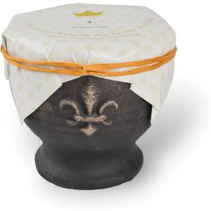 Classic Galvanized Fleur De Lis Medium Pedestal 13 Ounce Pottery/Wax Scented Votive Jar Candle for Home or Office, Queen of Bourbon