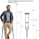 Adjustable Crutches with Padded Grips Height Adjustable Mobility Aid, Aluminum Underarm Support 330LB Adjustable Height 38.2-61.8 in Non-Slip Tips, Tool-Free Setup One Pair