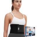 Umbilical Hernia Belt - Ergonomic Abdominal Binder Adjustable Truss Support with 2 Compression Pads for Naval, Ventral, Incisional, Epigastric, Belly Button Hernias, Pre Post Surgery(Black L-XL)