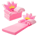 Gifts for Kids Couch 2 in 1 Toddler Couch Fold Out with Flannel Blanket Set Soft Princess Kids Chair for 1-3 Toddler Comfy Convertible Sofa to Lounger Bed for Reading Sleeping Decor(Pink and Purple) 2 Pair