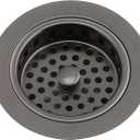 Elkay LKS35AS Drain Fitting with Antique Steel Finish Body and Basket with Rubber Stopper