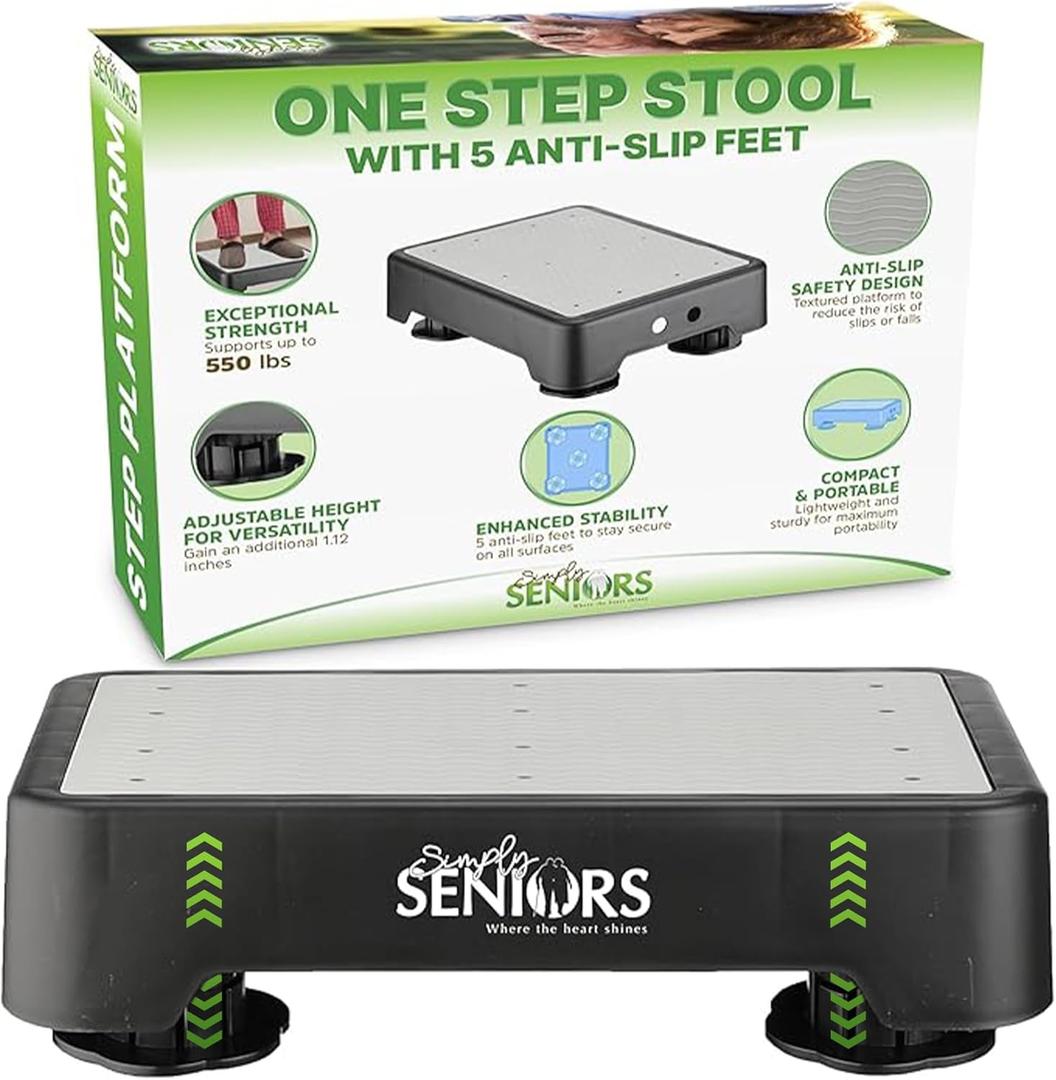 Small Step Stools for Adults - Grey Small Mobility Aid for Seniors - Portable Heavy Duty Plastic Stepping Platform & Bed Steps for High Beds for Adults - Assist Device Kitchen Bathroom Toilet - Kids