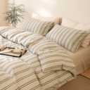 VM VOUGEMARKET Striped Comforter Set Full Teen Boys Striped Bedding Comforter with 2 Pillowcases Simple Modern Lightweight Comforter Set