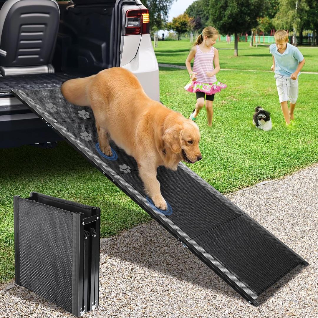 Dog Ramp, Dog Ramp for Car with Anti-Slip Surface, 63''x17.3'' Folding Pet Ramp for Large Dogs to Get on Truck SUV Van Up to 250LBS, Car Ramp for Dogs Dog Stairs for Bed Couch Outdoor Indoor