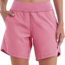 Willit Women's 5" Swim Board Shorts Quick Dry Beach Swimming Shorts UPF 50+ High Waisted Liner Pockets (18, Peach)