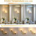 Battery Operated Wall Sconce, 2-Lights Vinatge Brass Wall Lighting with Amber Tluip Shade Rechargeable Bulb with Remote for Living Room, Bedroom (1 pack)