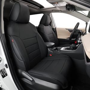 EKR Custom Fit RAV4 Car Seat Covers for Select Toyota RAV4 2019 2020 2021 2022 2023 2024 2025 LE,XLE,XLE Premium,Limited - Full Set,Leather(Black) (2019-2025 RAV4(Not for Hybrid& Adventure,TRD-OFF))