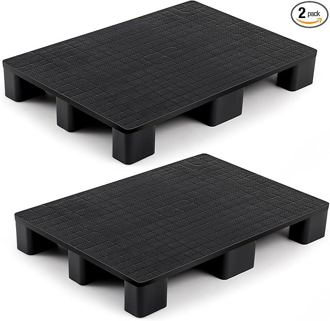 Vercraft 2 Pcs Plastic Pallet for Basement Storage Easy Stack Lightweight Floor Pallet Display Flooring Room Supermarket Christmas, Support up to 2000 Lbs (31.5'' L X 24'' W X 4.7'' H,Grey)
