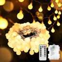 Globe String Lights Battery Operated, 100 Led Battery Powered Fairy Lights, String Lights for Bedroom, Christmas Tree, Patio, Window, Party, Outside, Thanksgiving Decor, Warm White