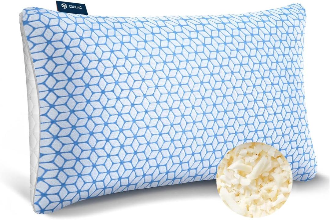 Love Attitude Bed Pillow Queen Size 1 Pack, Shredded Memory Foam Pillow AdjustableCooling Pillow Soft and Supportive for Side Back Stomach Sleepers