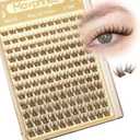 Brown Lash Clusters Short 8MM 10MM 12MM Eyelash Extensions Natural Cluster Lashes Individual Wispy Eyelash Clusters C-Curly Dark Brown Fluffy Eye Lashes Clusters Pack 132Pcs