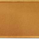 Quartet Cork Board, Bulletin Board, 3' x 1' Corkboard, Oak Finish Frame (300)