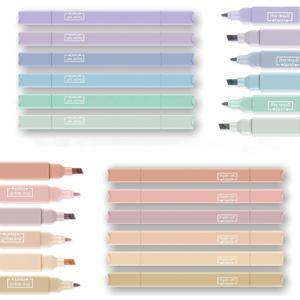 12pcs Aesthetic Cute Pastel Highlighters and Pens - No Bleed Assorted Colors for School & Office Journal DIY Home (happy)