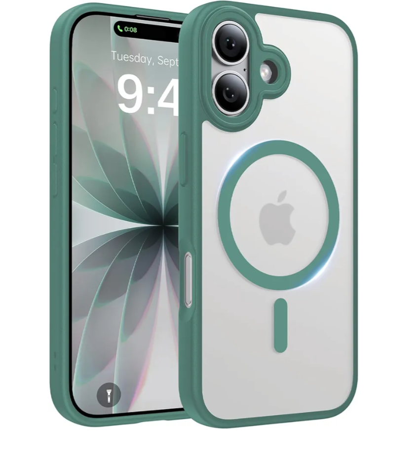 Magnetic for iPhone 17 Case, [Anti-Slip] [Military-Grade Drop Protection] [Camera Protection] Skin-Friendly Slim Translucent Shockproof Protective for iPhone 17 Phone Case, Midnight Green