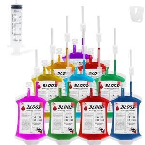 Halloween Blood Bags: 10pcs Blood Bags for Drinks, IV Bags for Halloween Party decorations, Blood Bags for Halloween, Vampire Themed Parties and Masquerade, Nurse Graduation Party Props