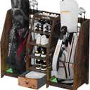 Golf Bag Storage Organizer for Garage, Premium Wooden 2 Golf Bags Rack with Drawer, Easy Assemble Golf Club Stand/Holder Suitable for Garage Home Simulator and Office