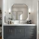 ANDY STAR 30"x30" Brushed Nickel Square Mirror, Silver Bathroom Mirror for Over Sink, Modern Scallop Mirror in Anti-Rust Stainless Steel Frame, Unique Notched Corner Design, Ideal for Home Remodel