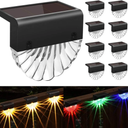 Solar Deck Lights Outdoor - 8 Pack Solar Step Light CIYOYO Waterproof Fence Lights for Patio Stairs Post Pathway Porch Driveway Yard Garden Decor, Warm White/LED Color Glow Lighting