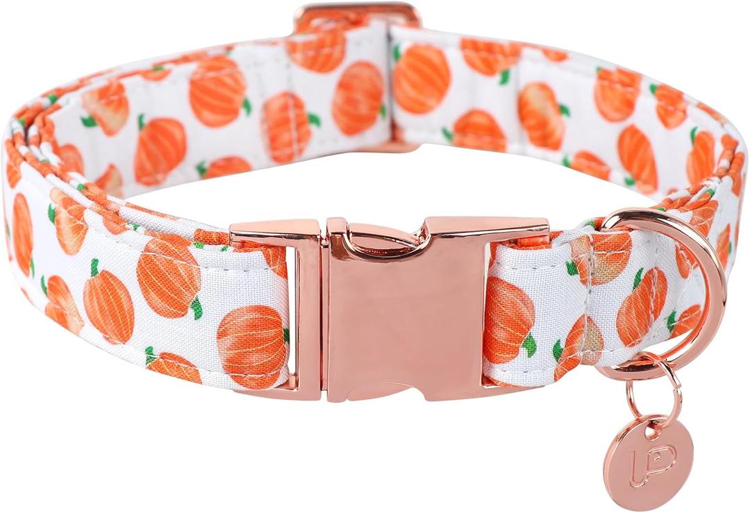 Halloween Dog Collar with Metal Buckle Gift Fall Dog Collar for Large Girls or Boys Dogs Cute Pumpkin Cotton Pet Collars