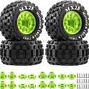 GLOBACT MX28 F/R 2.8" MT Tires with 12mm/14mm Hex Adapter for ARRMA Big Rock Granite VORTEKS 3S TRAXXAS Stampede Rustler 1/10 RC Truck Car 4PCS (Green)
