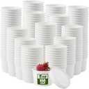 Fulmoon 100 Pack Paper Soup Containers with Lids Disposable Paper Food Containers with Vented Lids Kraft Ice Cream Bowls Soup Cup Ice Cream Cups for Restaurants(8 oz,White)