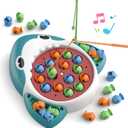 Musical Shark Fishing Game for Kids, 360 Rotating Board, 20 Fish with 3 Rods,Hook Fishing Set for ToddlersEducational, Fine Motor Skill Activity for Boys and Girls