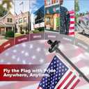 Sprookber 5ft Solar Light Flag Pole kit with American Flag – 180°Adjustable Bracket and Tangle Free Rings, Stainless Steel FlagPoles for Outside House, Residential or Commercial use, Black