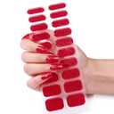 TailaiMei Semi Cured Gel Nail Strips - 20 Pcs Gel Nail Stickers, UV Light Required | Real Polish Salon Quality & Easy to Use (Pearlescent Red341)