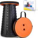 Boreeman Upgraded Folding Stool Lightweight Yet More Sturdy with Load Capacity 400lbs Portable Collapsible Stool for Camping Fishing Hiking BBQ (Orange)