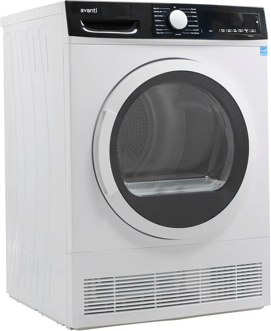 Avanti Front Load Clothes Dryer Compact 4.0 Cu. Ft. Capacity, ENERGY STAR Certified with Digital Controls, 15 Drying Cycles, Anti-Wrinkle, in White