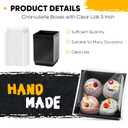 100 Pack Charcuterie Boxes with Clear Lids Valentine Gift 5 Inch Cookie Boxes Disposable Cake Case Paper Square Cookie Containers Dessert for Sandwich Slice Cake Hot Cocoa Bombs Strawberries(Black)