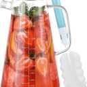 Glass Pitcher with Lid, 68 oz Leak Proof Hot/Cold Water Pitcher, Lemonade, Juice, Coffee, Sun Tea and Iced Tea Pitcher for Drinks, Borosilicate Beverage Carafe Jug