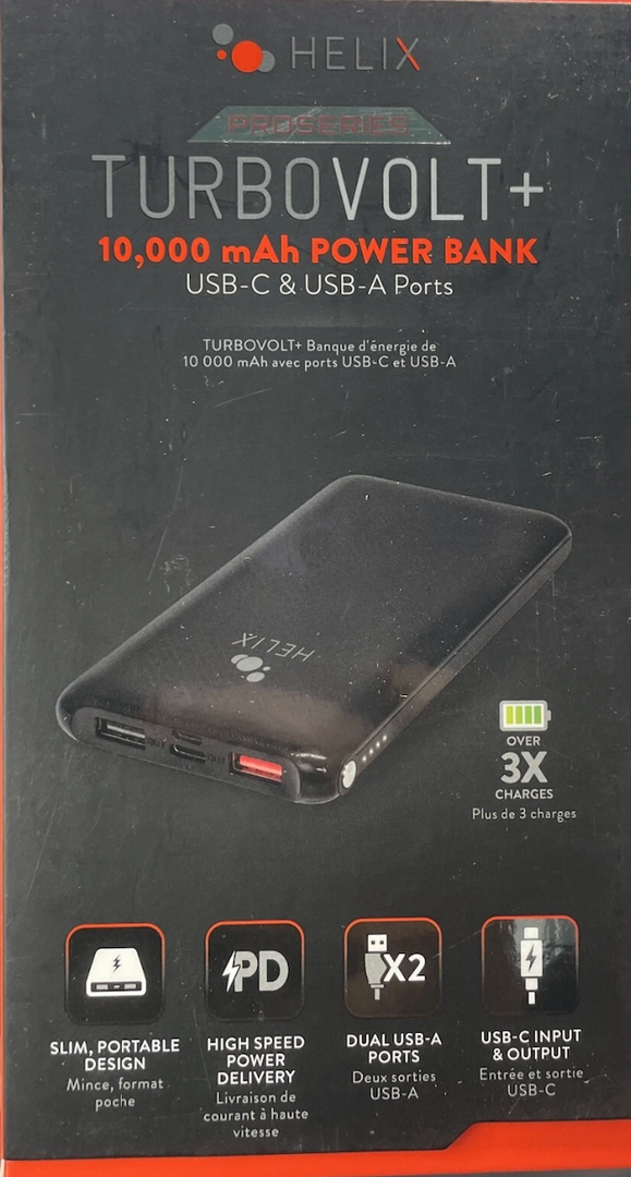 HELIX TurboVolt+ 10,000 mAh Power Bank USB-C & USB-A Ports