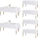 Fokitut 6 Pack Rectangle Tablecloth, 60x102 Inch, Stain Resistant and Wrinkle Polyester Table Cloth, Fabric Table Cover for Kitchen Dining, Wedding, Party, Holiday Dinner-White