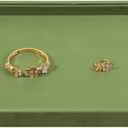 Velvet Stackable Jewelry Display Flat Tray For Ring Earring Necklace Bracelet, Bangle Pendant Storage Blank Plate, Shop Countertop Jewelry Dish Organizer (Olive Green)