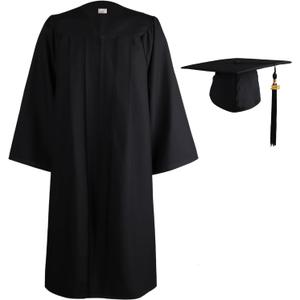 OSBO GradSeason Matte Graduation Cap and Gown 2025 Set with Tassel for High School & College 10 Colors (39, Black)