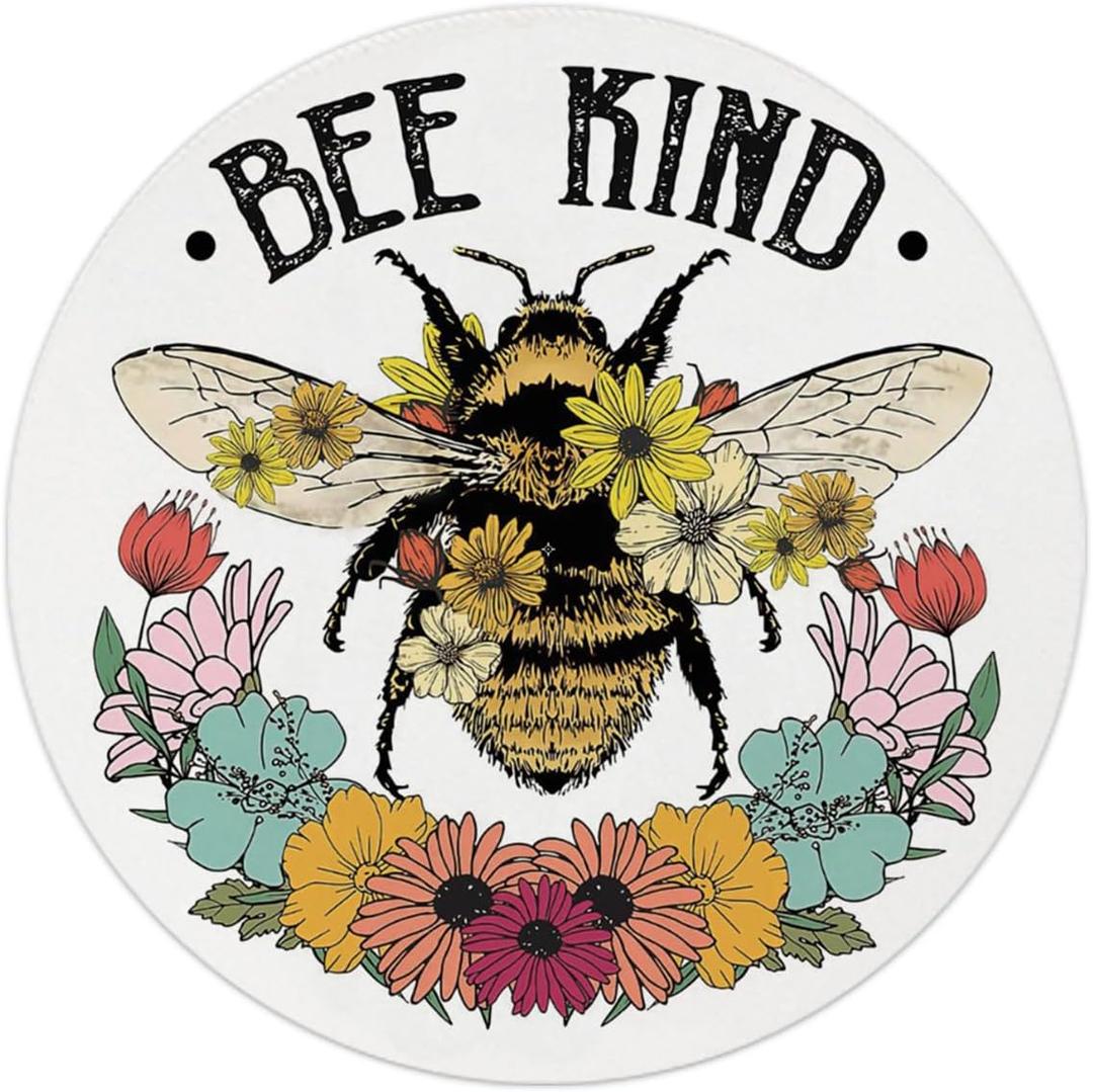 QUICQOD Bee Desk Accessories Mouse Pad,Bee Kind Non-Slip Rubber Base Mousepads for Office Dorm Desk Decor,Gifts for Teen Girls Women Coworkers,Bee Lover Gift,8.7 x 8.7 Inches