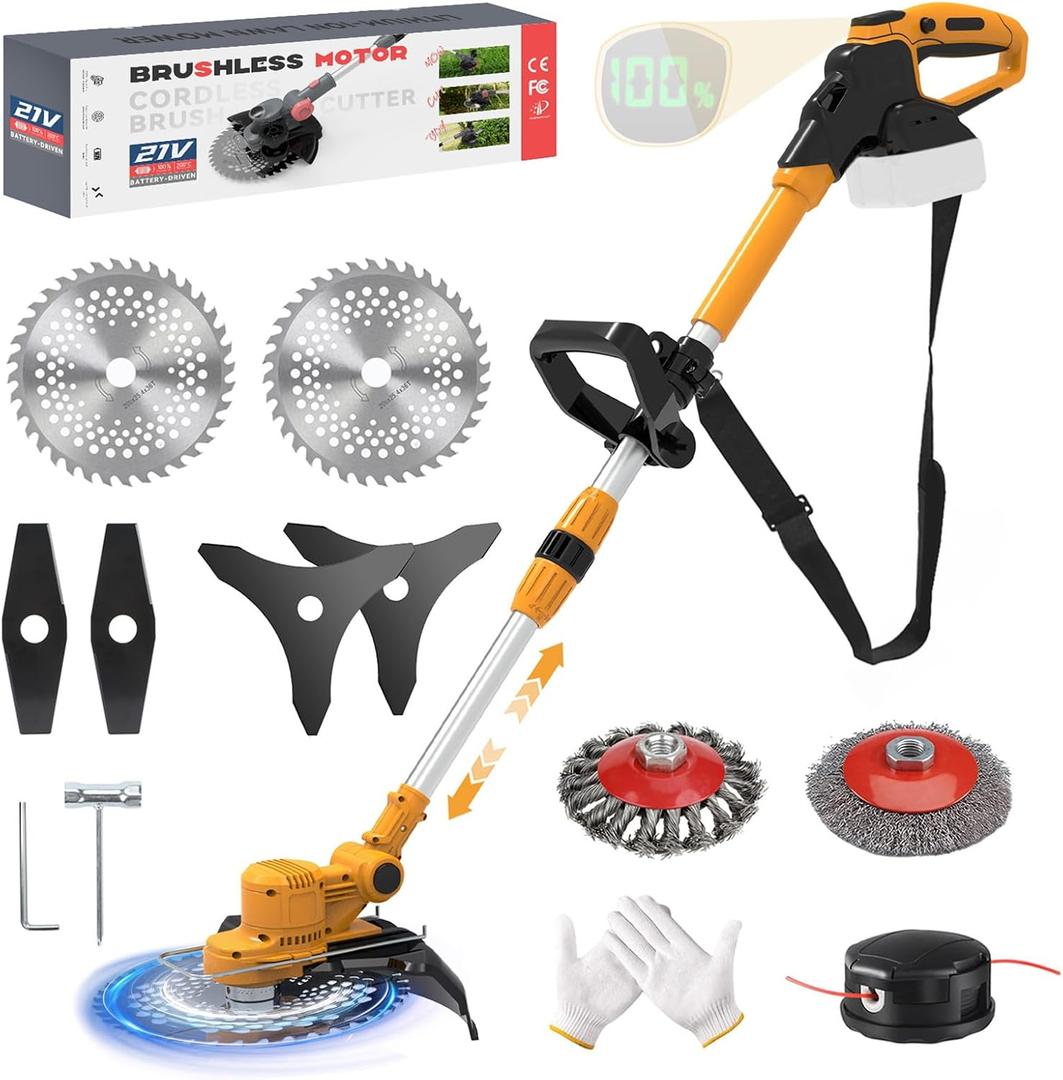 Electric Weed Wacker for Dewalt 20V Battery, Weed Eater Battery Powered with 6 Types of Blades, 750w Lightweight Cordless Weed Wacker Brush Cutter for Lawn, Yard and Bush Trimming (No Battery)