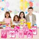 OUSHISS 12Pcs Coquette Pink Bow Party Paper Gift Bags, Girl Bow Birthday Party Treat Bags, Coquette Birthday Goodie Candy Bags for Bow Birthday Baby Shower Bridal Shower Bachelorette Party Supplies