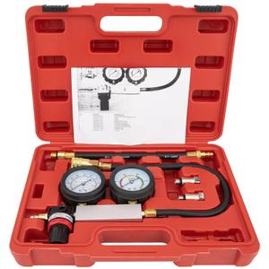 Cylinder Leak Down Tester Kit, Tu-21 Dual Gauge Cylinder Leakage Checker Automotive Compression Test Kit for Trucks Motorcycles