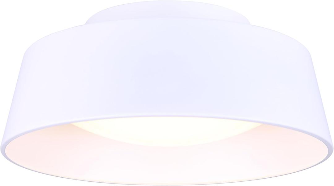 Canarm Adira 14-Inch LED Flush Mount Ceiling Light, White Acrylic Drum, Integrated Dimmable LED, Modern Lighting for Bedroom or Kitchen