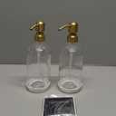 Vine Creations Clear Glass Soap Dispenser, 2 Pack Kitchen Soap Dispenser Set with Stainless Steel Pump, 16 oz Dish Soap and Hand Soap Dispensers for Bathroom with Waterproof Labels (Clear Bottle / Brushed Gold Pump)