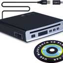 Portable CD Player for Car, External Car CD Player for Auto Truck, with USB and Bluetooth Connectivity, Lossless Sound Quality, Plug and Play